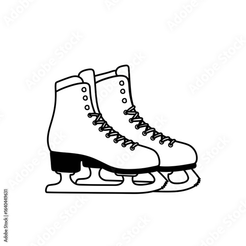 Illustration of a pair of ice skates with laces tied silhouette