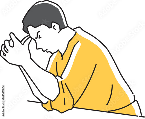 真剣に考えている男性