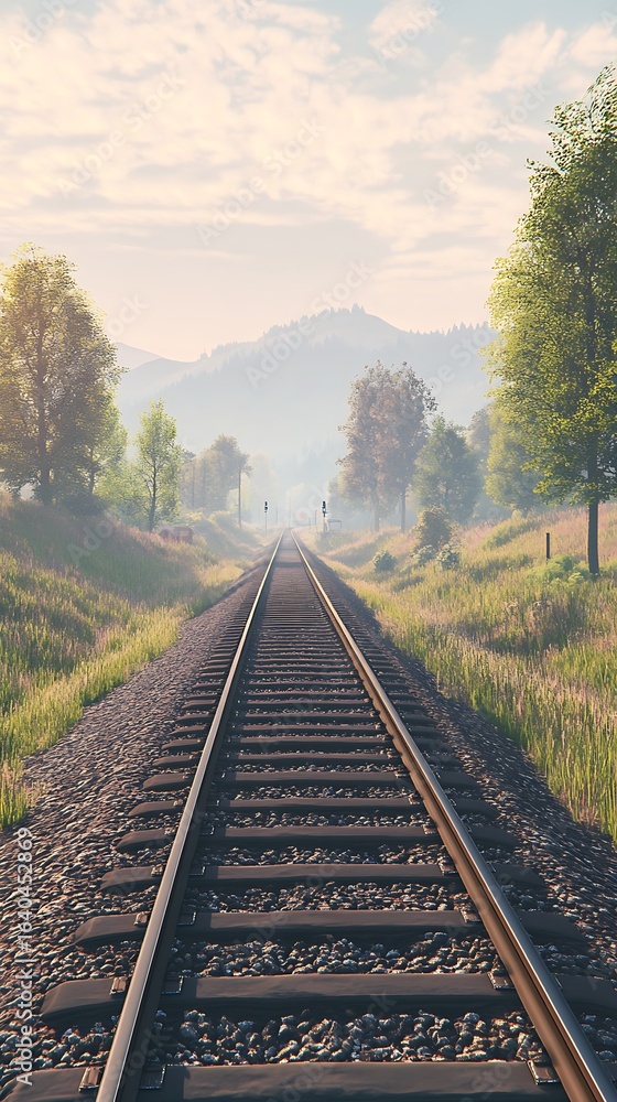 Fototapeta premium Railroad tracks through scenic landscape