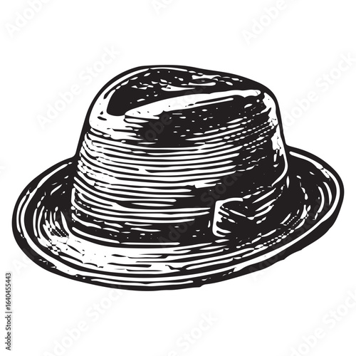 Vintage Fedora Hat Illustration: Classic Bar Patron Accessory