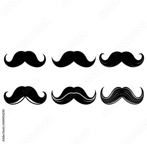 mustache black fill icon silhouette vector illustration