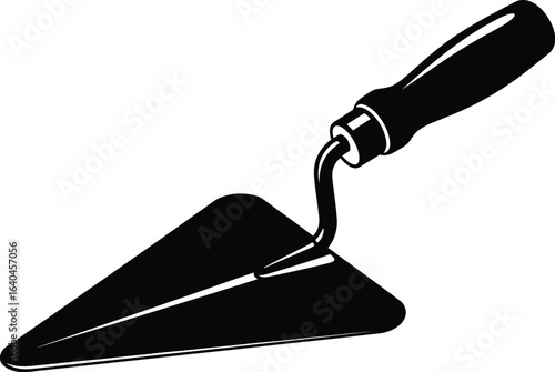 Trowel tool, essential for masonry and plastering, featuring a triangular blade and ergonomic handle, perfect for construction and renovation projects