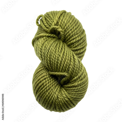 Rich olive green thick wool yarn hank for cozy knitting projects and warm crafting endeavors