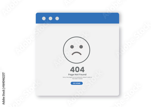 Sad Face Browser Window 404 Error Illustration – Website Not Found Graphic.