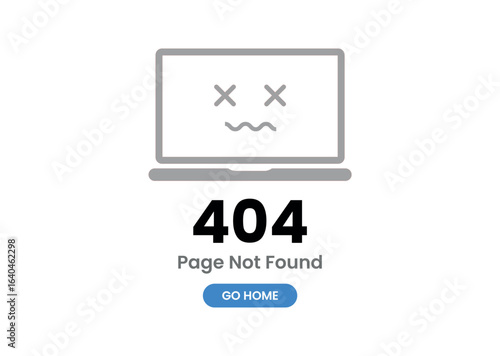 Laptop Screen 404 Error Illustration – Computer Not Found Page Design