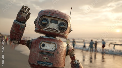 Industrial Robot isolated on transparent background.