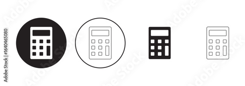 Calculator icon. Symbol of tax accounting scientific keyboard device. Vector set of numeric mathematical formula solving digital counter Calculator icon in outline and solid style Vector eps 10