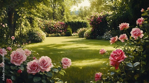 Rose garden on sunny day