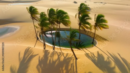Oasis Serenity: Palm Trees by Desert Lagoon