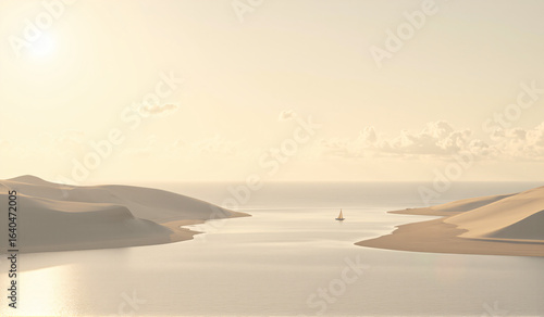 A sailboat in the middle of a large body of water.