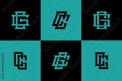 Monogram collection letter cg or gc with interlock, modern style good for clothing brand
