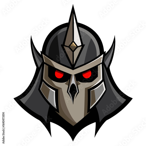 A menacing skull-faced warrior helmet, no background vector file.