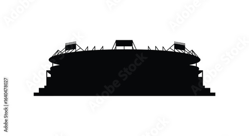 Stadium Silhouette A Minimalist Black and White Architectural Design of a Sports Venue silhouette