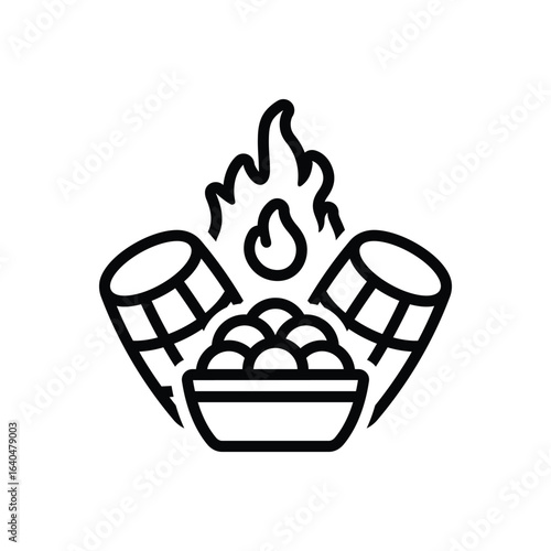 Black line icon for lohri