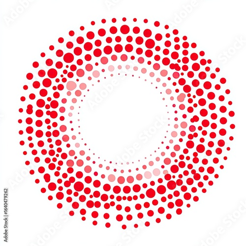 Abstract circular pattern of red and pink dots