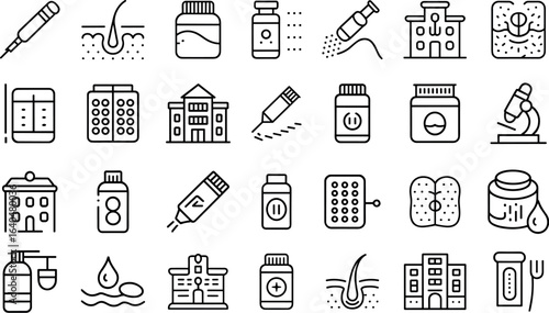 Dermatology icon set, vector illustration