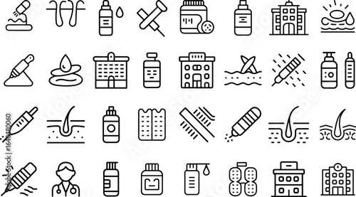 Hair and Skin Care icon set,health, medicine, treatment, diagnosis, skin, skincare and more vector illustration