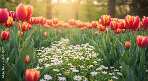 Spring flowers pathway