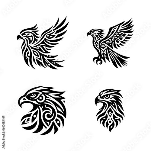 Tribal Eagle Tattoo Designs Vector Set