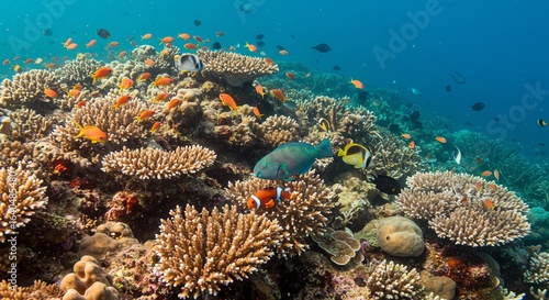 Wallpaper Mural Colorful Coral Reef with Tropical Fish in Underwater Ocean Scene Torontodigital.ca