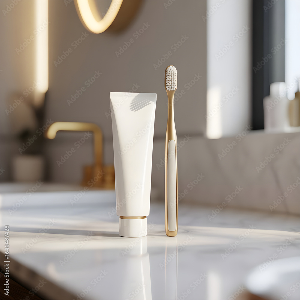 Fototapeta premium toothpaste with tooth brush