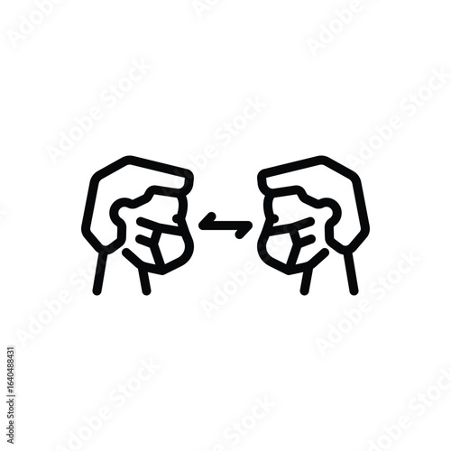 Black line icon for distance