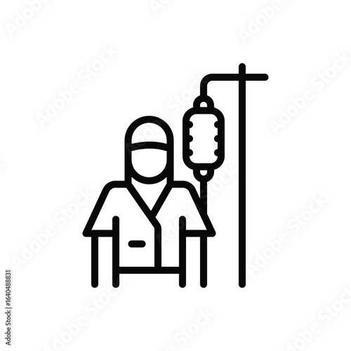 Black line icon for patient