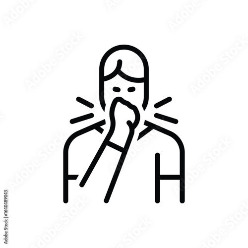 Black line icon for sneeze