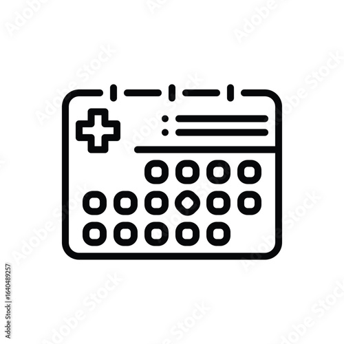 Black line icon for treatment schedule