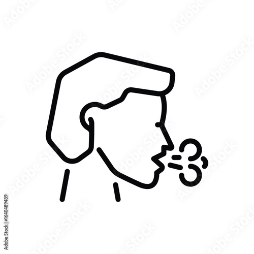 Black line icon for cough