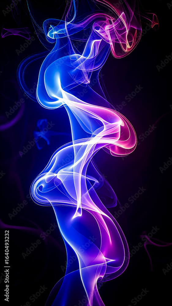 Naklejka premium The wispy smoke pattern, resembling ink in water, rises gently against a black background, adding a delicate and ethereal quality to the image.