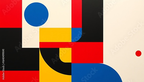 Bauhaus Geometric Abstract in Beige & Black 01