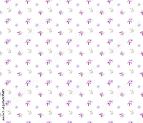 arrange of flower as seamless pattern on white background