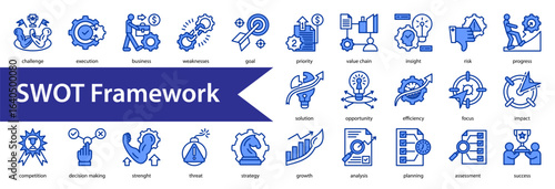 SWOT Framework icon, icon set, collection, vector, illustration, sign, symbol, set