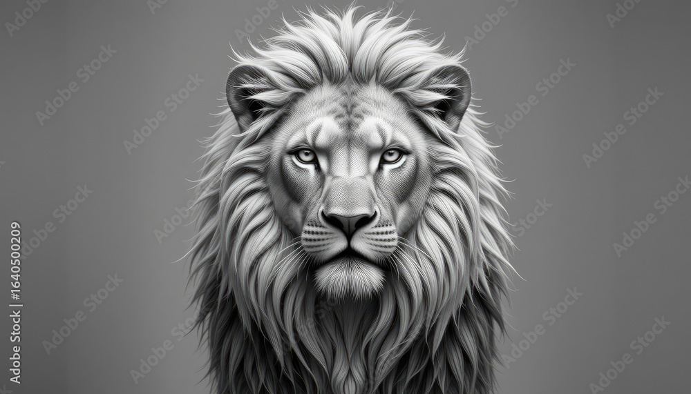 Fototapeta premium Head of a majestic male lion with a powerful mane, a stunning portrait of a wild king
