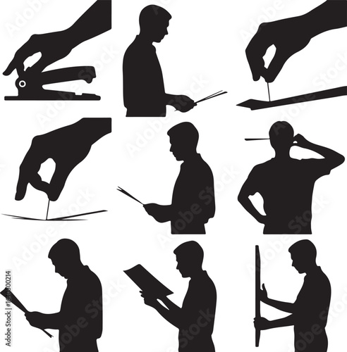 set of silhouettes of people