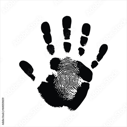 Black Realistic Human Handprint Silhouette Vector – Forensic Palm Mark Art