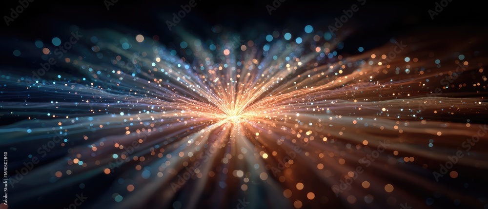 Naklejka premium Radiating energy bursts of glowing particles