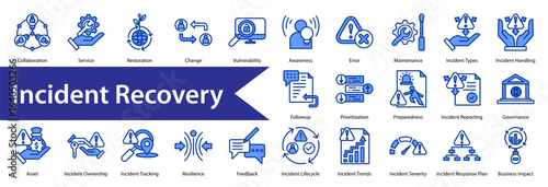 Incident Recovery icon, icon set, collection, vector, illustration, sign, symbol, set