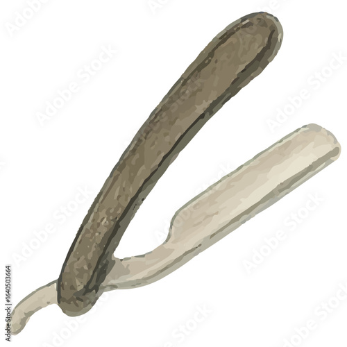 Vintage Straight Razor Illustration: Classic Barber Shaving Blade