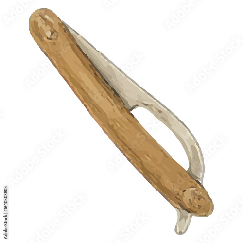 Vintage Straight Razor Illustration: Classic Barber Shaving Blade