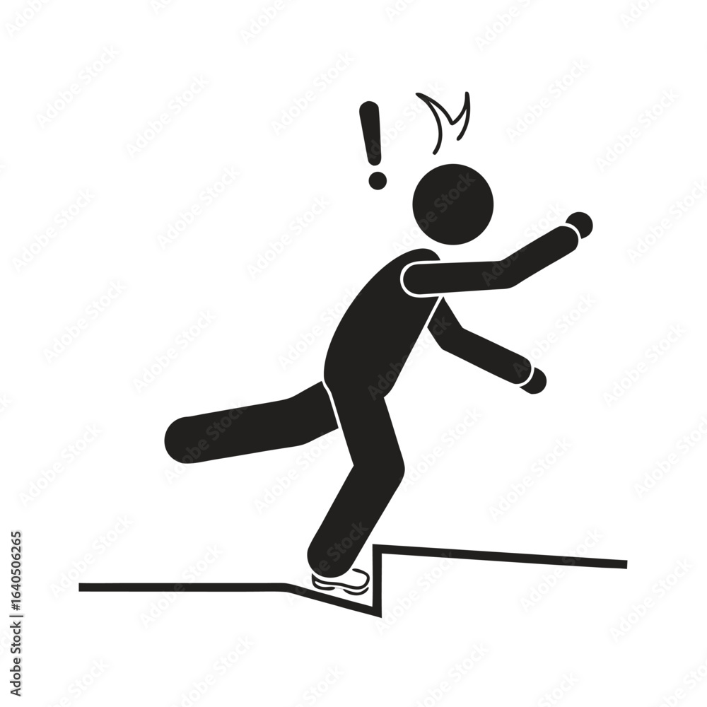 Obraz premium Isolated pictogram icon watch your step, uneven floor surface, for safety sign label 
