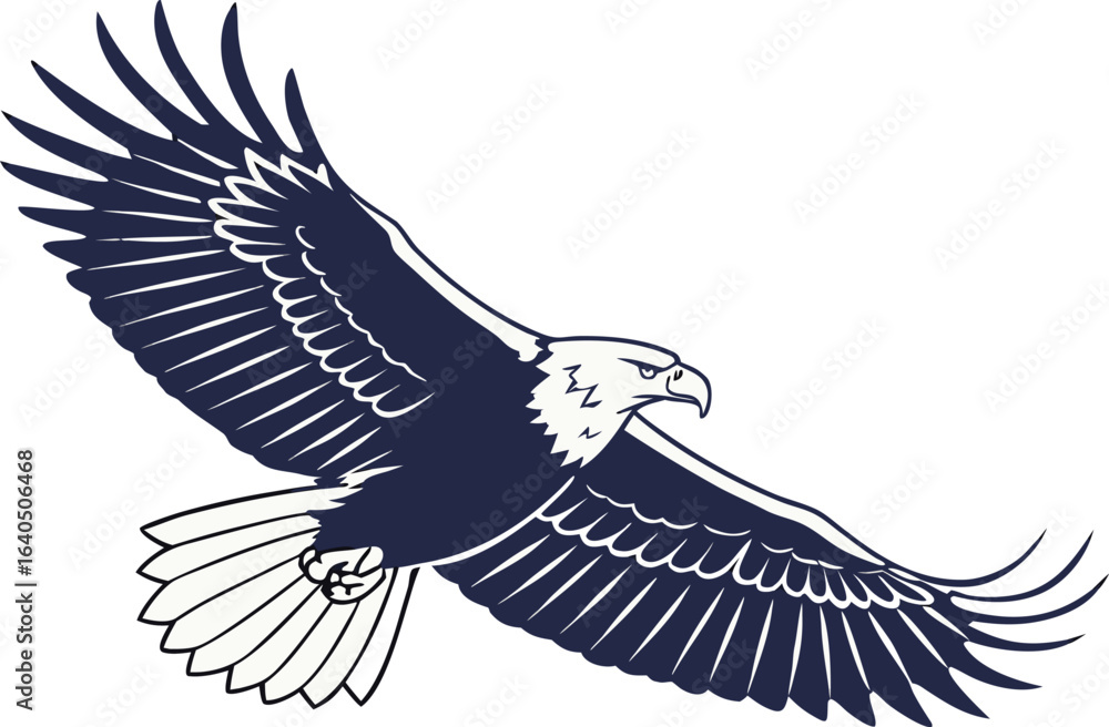 Obraz premium Minimalist Eagle in Flight - Elegant Winged Silhouette Vector Illustration