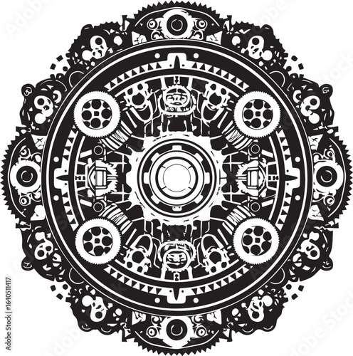 Round lace floral ornamental frame with vintage mandala design