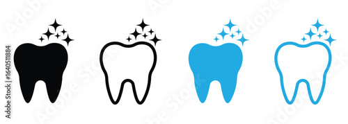 clean tooth dental care icon vector set illustration and symbol outline and flat style , vector illustration