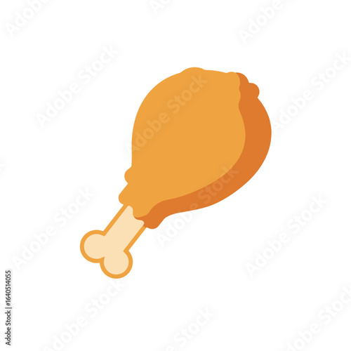 Crispy Fried Chicken Leg Illustration on White
