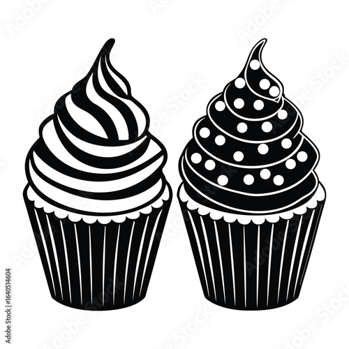 Sweet Silhouette Cupcakes Dessert Bakery Clipart Graphics on White Background
