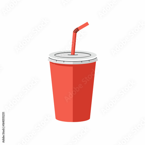Red Soda Cup with Straw - Isolated Illustration