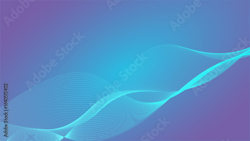 Blue line wave gradient background. Minimalist cover with vibrant perspective line wave in motion. Futuristic technology concept. social media, cover, banner, flyer, music, ads. vector illustration