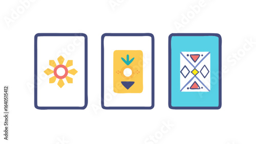 Three cards tarot reading illustration vector design, card game, tarot cards, fortune telling, magic, occultism